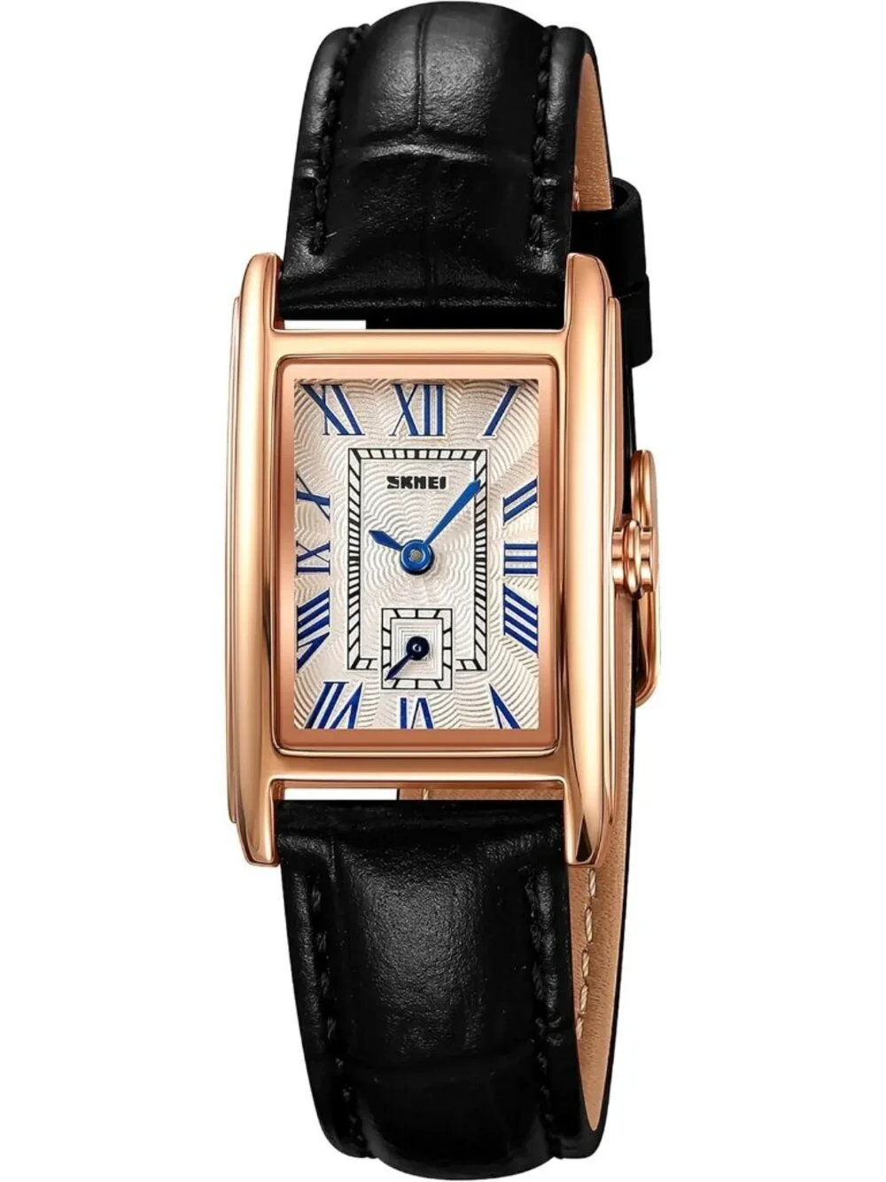 Women's Black Rose Gold Analog Ultra-Thin Rectangle Vintage Square Wrist Watch